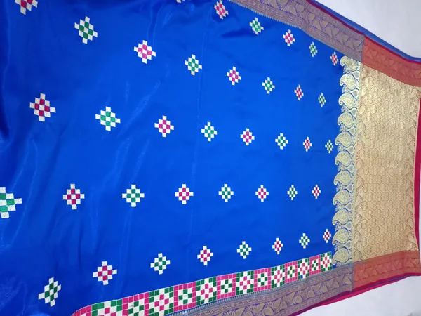 Royal_Blue_Banarasi_Silk_Embroidery_Work_Saree_For_Women