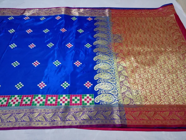 Royal_Blue_Banarasi_Silk_Embroidery_Work_Saree_For_Women
