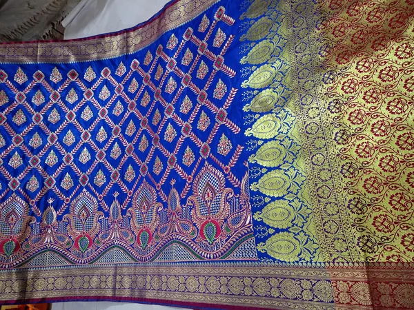 Royal_Blue_Banarasi_Silk_Embroidery_Work_Saree_For_Women