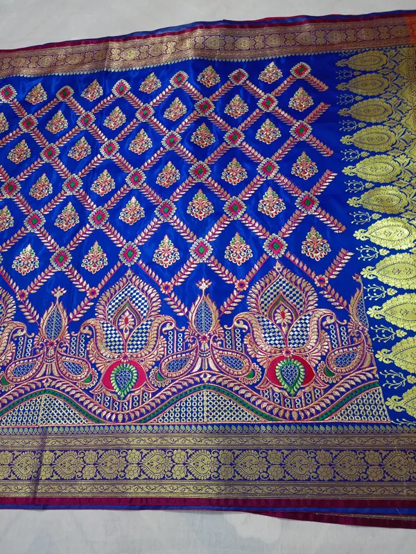 Royal_Blue_Banarasi_Silk_Embroidery_Work_Saree_For_Women