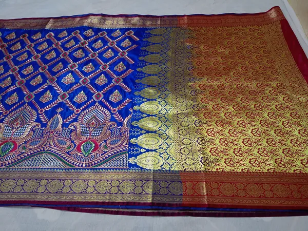 Royal_Blue_Banarasi_Silk_Embroidery_Work_Saree_For_Women