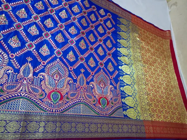 Royal_Blue_Banarasi_Silk_Embroidery_Work_Saree_For_Women