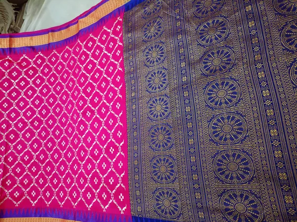 Vibrant_Pink_Sambalpuri_White_Resham_Embroidery_Work_Saree_For_Women