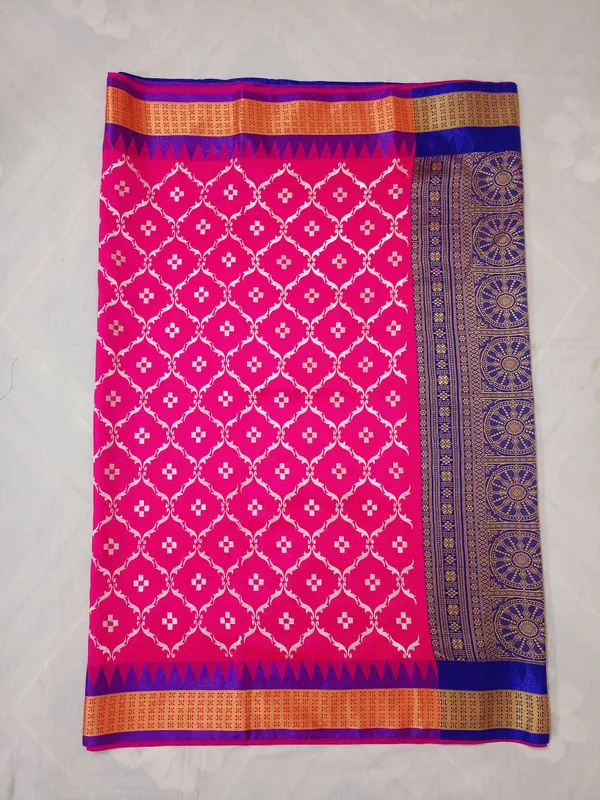 Vibrant_Pink_Sambalpuri_White_Resham_Embroidery_Work_Saree_For_Women