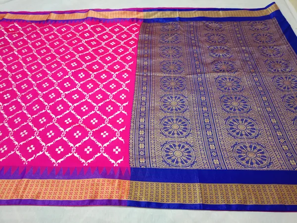 Vibrant_Pink_Sambalpuri_White_Resham_Embroidery_Work_Saree_For_Women