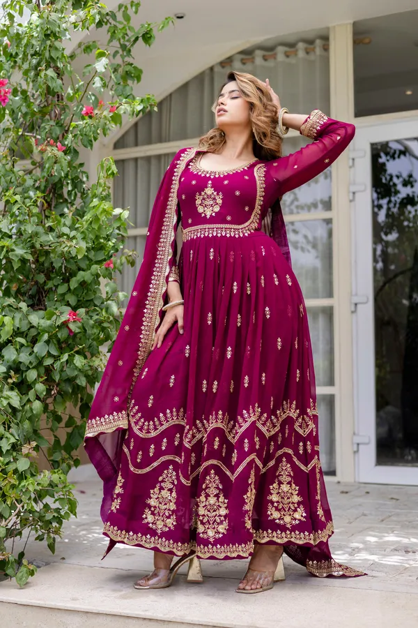 Wine_Anarkali_Gown_Dress_With_Dupatta_For_Women
