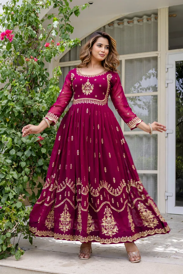 Wine_Anarkali_Gown_Dress_With_Dupatta_For_Women