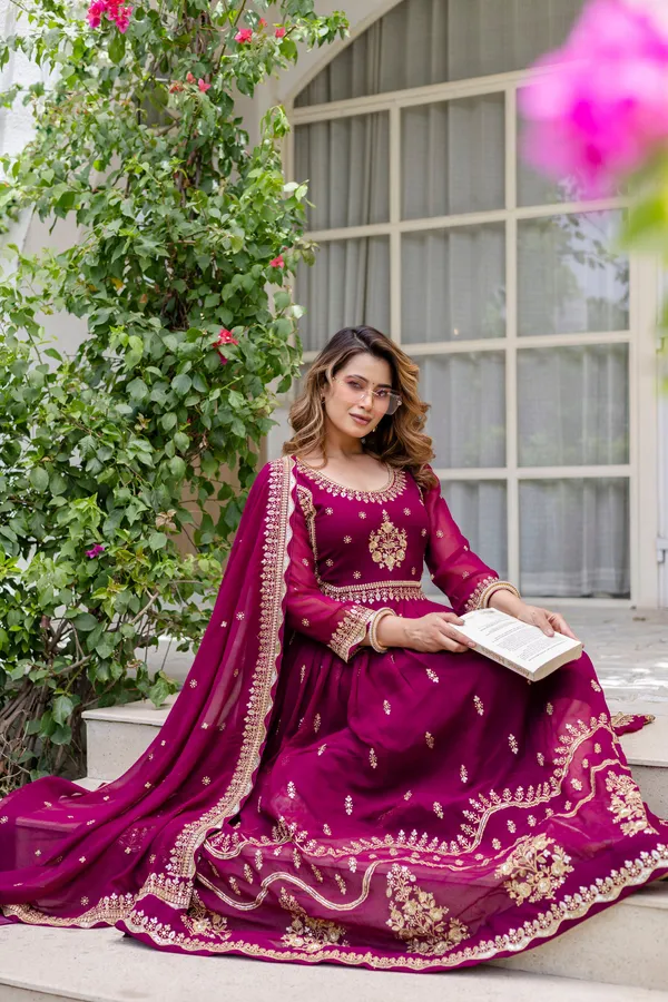 Wine_Anarkali_Gown_Dress_With_Dupatta_For_Women