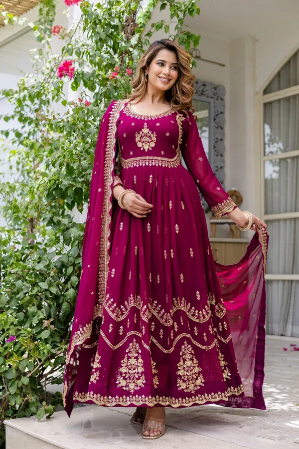 Wine_Anarkali_Gown_Dress_With_Dupatta_For_Women