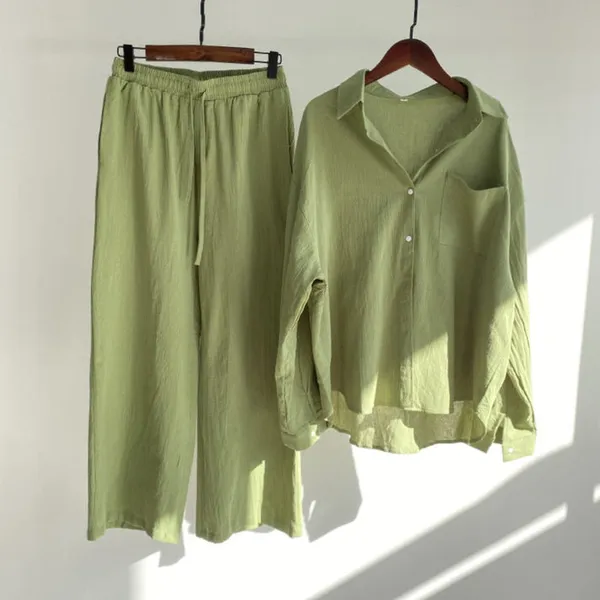 Pista_Fashionable_Slacks_High_Waist_Cotton_Shirt_Suit_For_Women