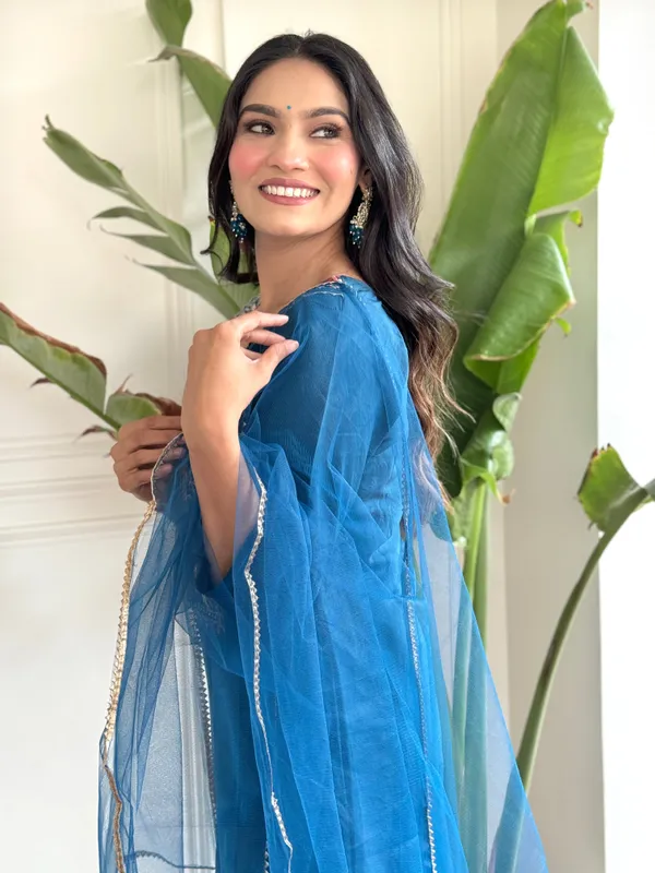 Blue_Beautiful_Latest_Viscose_Chanderi_Kurti_Set_For_Women