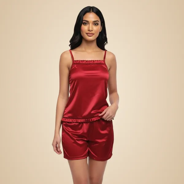 Maroon_Satin_Premium_Moonlit_Bermuda_For_Women