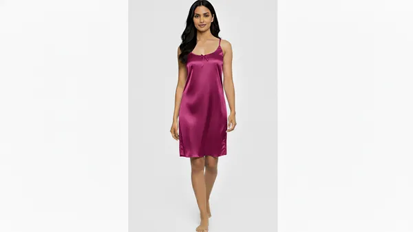 Dark_Pink_Satin_Premium_Moonlit_Short_Nighty_For_Women