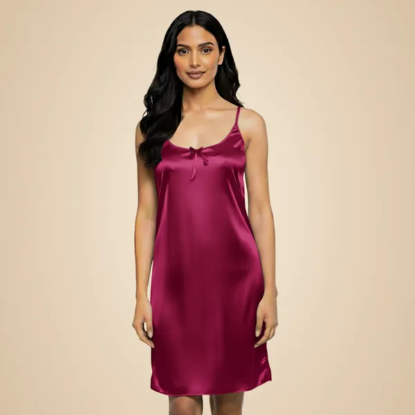 Dark_Pink_Satin_Premium_Moonlit_Short_Nighty_For_Women