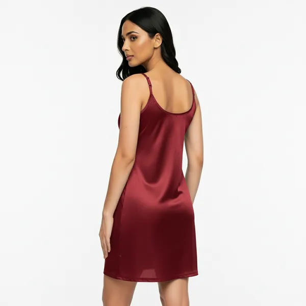 Maroon_Satin_Premium_Moonlit_Short_Nighty_For_Women