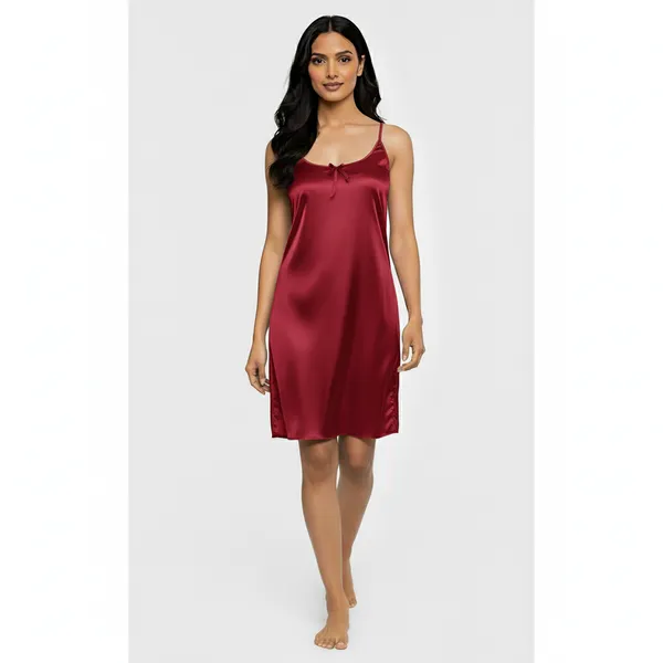 Maroon_Satin_Premium_Moonlit_Short_Nighty_For_Women