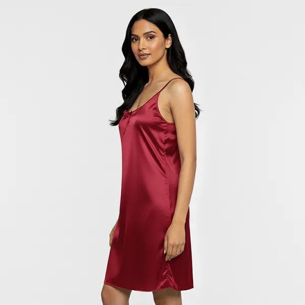 Maroon_Satin_Premium_Moonlit_Short_Nighty_For_Women