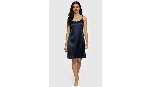 Navy_Blue_Satin_Premium_Moonlit_Short_Nighty_For_Women