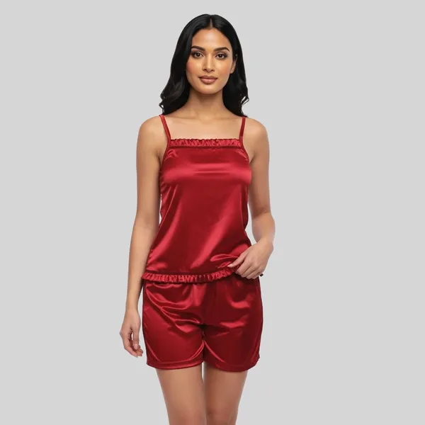 Maroon_Satin_Premium_Moonlit_Bermuda_For_Women