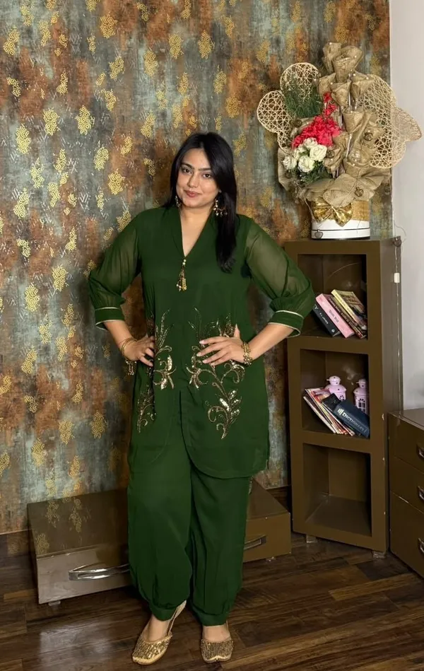 Bottle_Green_Handwork_Farshi_Salwar_Co-Ord_Set