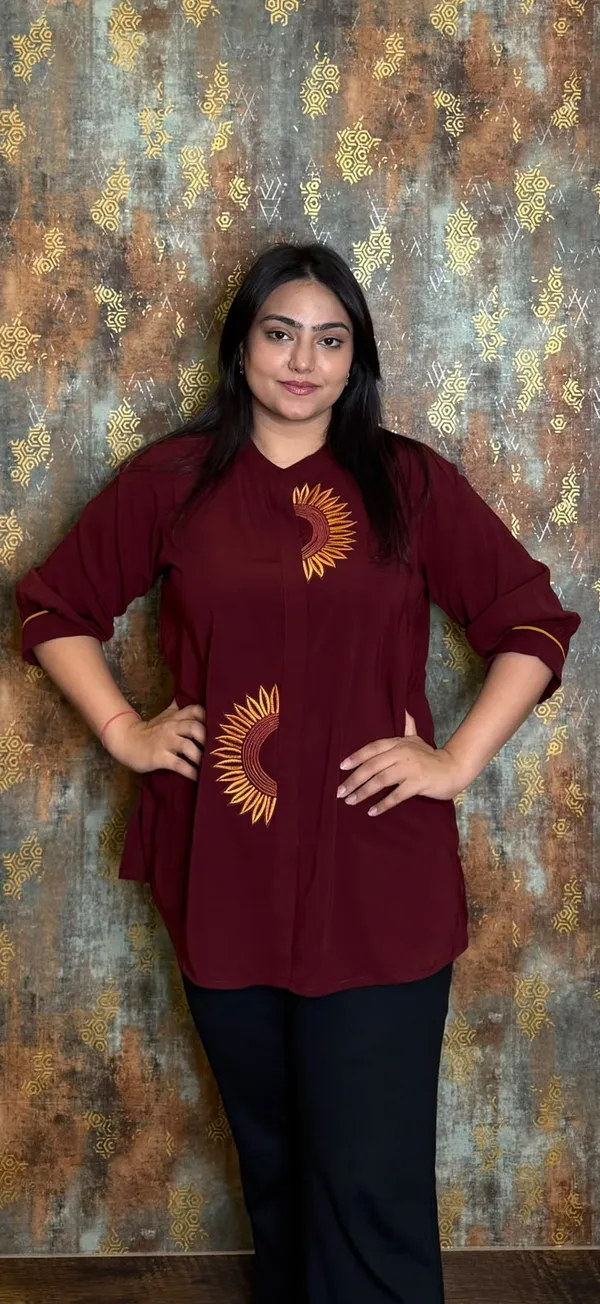 Maroon_Georgette_Sunflower_Embroidered_Top