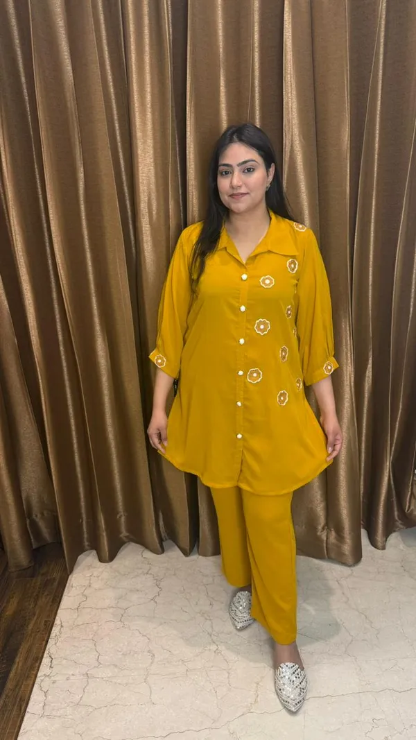Mustard_Embellished_Georgette_Coord_Set