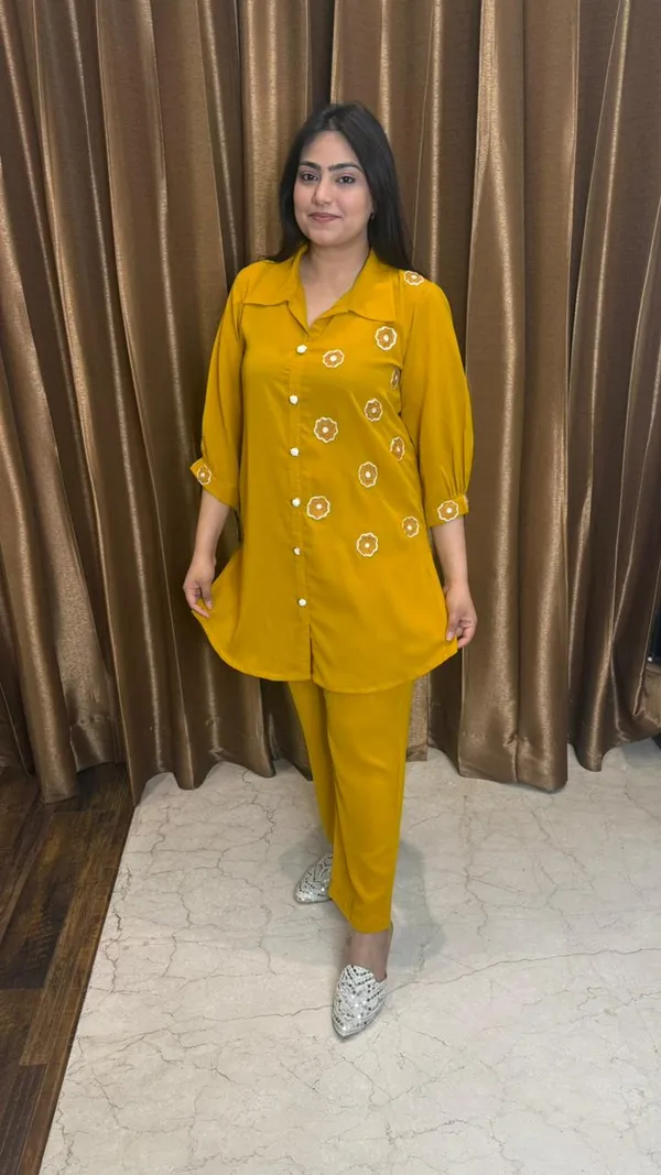Mustard_Embellished_Georgette_Coord_Set