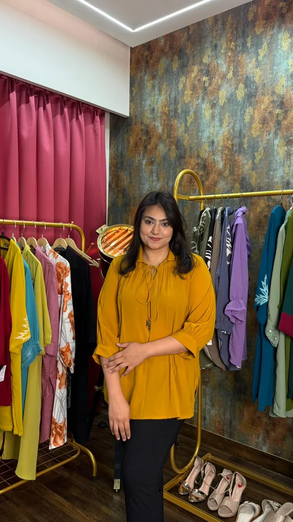 Mustard_Tie-Neck_Top_