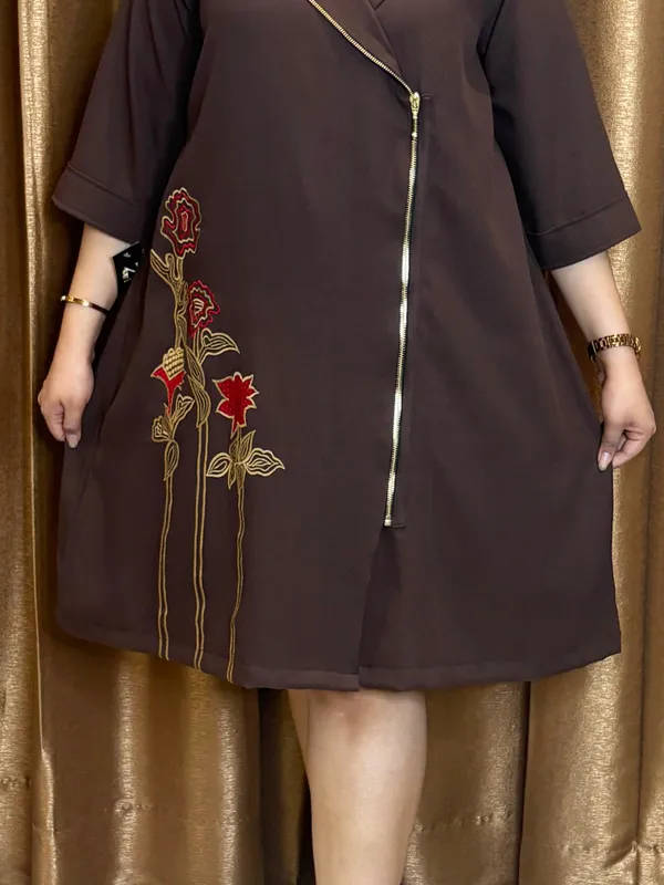 Brown_Side_Zip_Style_Dress_With_Thread_Work_For_Women