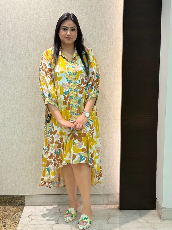 Yellow_Crepe_Printed_Dress_For_Women