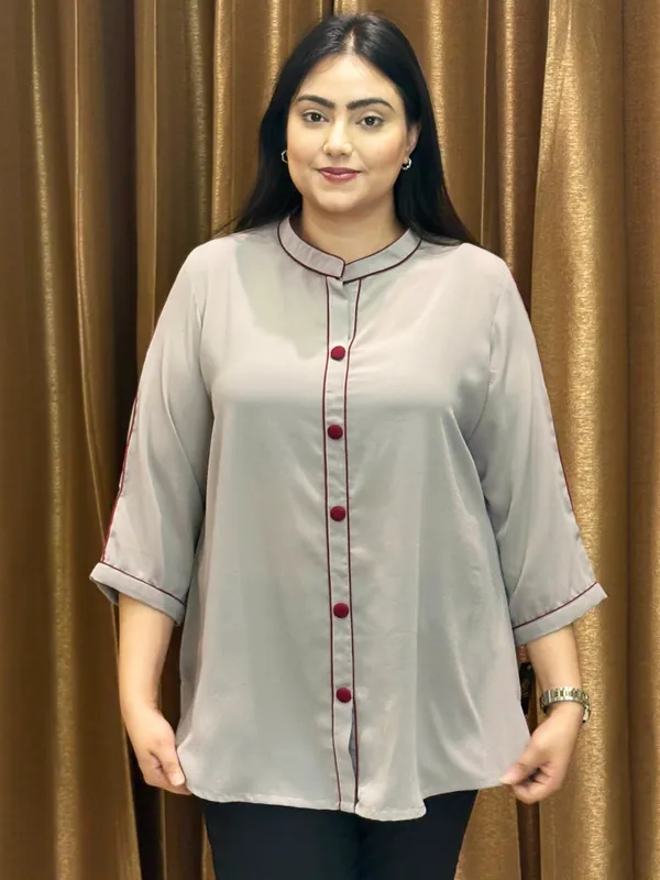 Grey_Top_With_Maroon_Detailing_For_Women