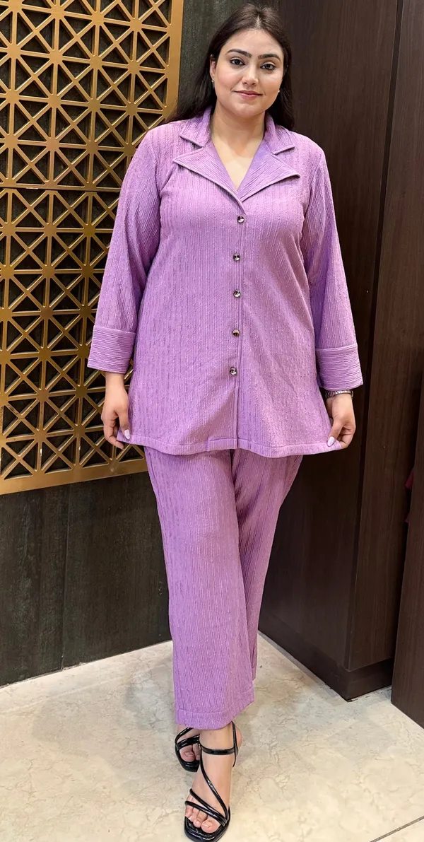 Lavender_Stretchable_Crushed_Lycra_Co-Ord_Set_For_Women