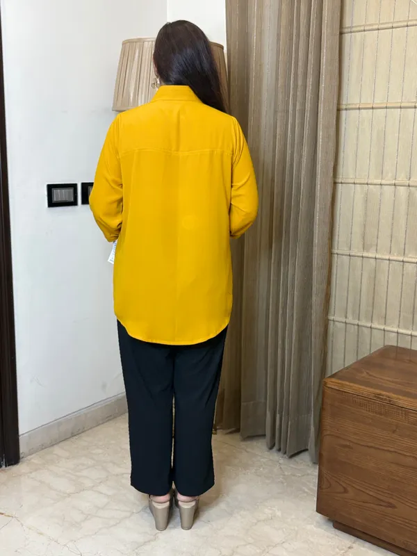 Mustard_Shirt_With_Frill_For_Women