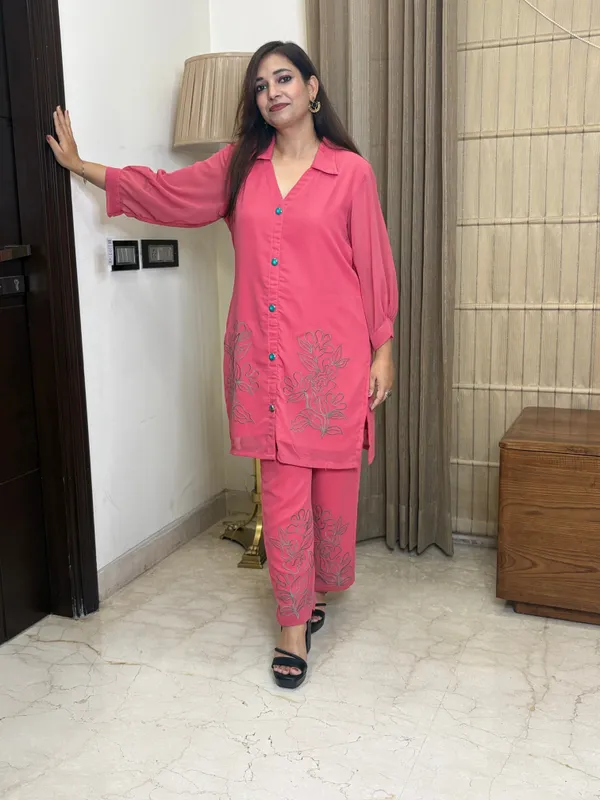 Peach_Co-Ord_Set_With_Thread_Work_For_Women