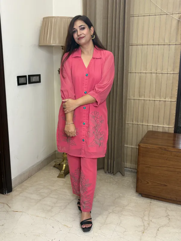 Peach_Co-Ord_Set_With_Thread_Work_For_Women