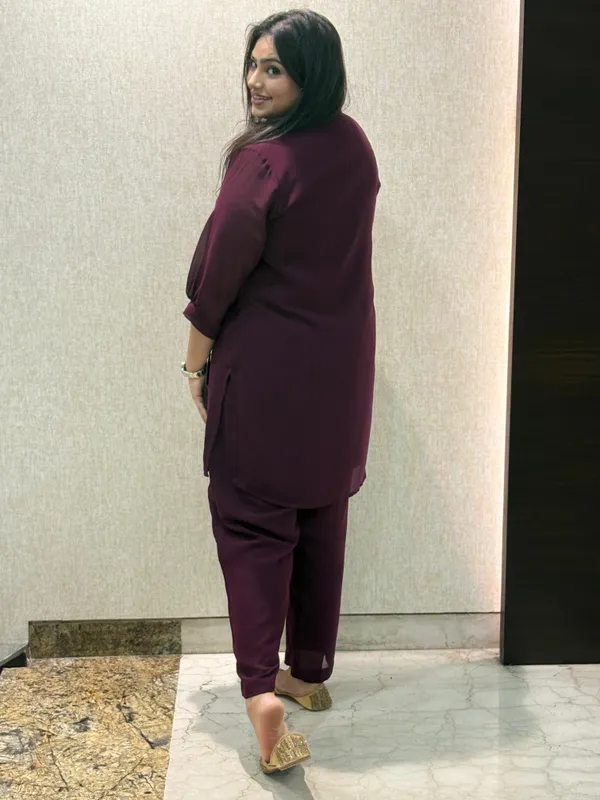 Wine_Co-Ord_Set_With_Handwork_For_Women