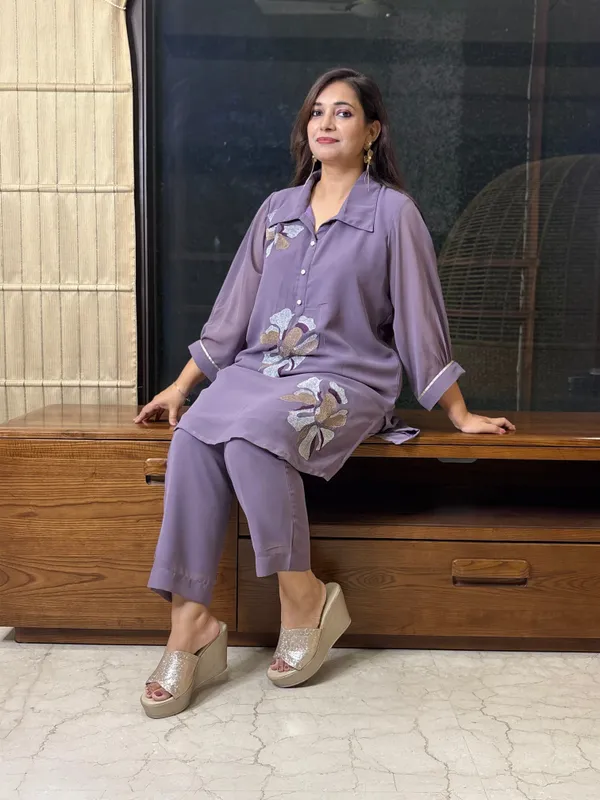 Purple_Purplish_Co-Ord_Set_With_Thread_Work_For_Women