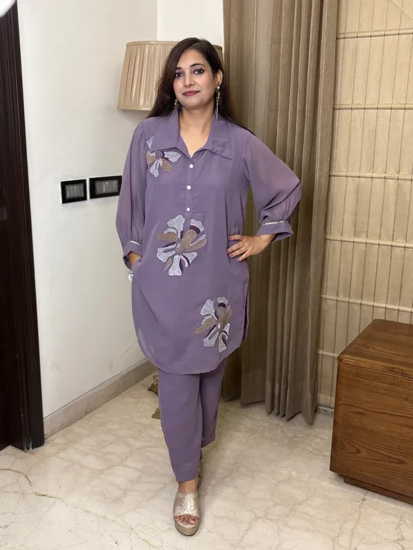 Purple_Purplish_Co-Ord_Set_With_Thread_Work_For_Women