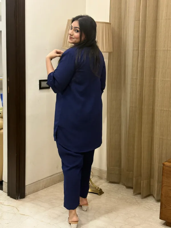 Navy_Blue_Co-Ord_Set_With_Hand_Work_For_Women