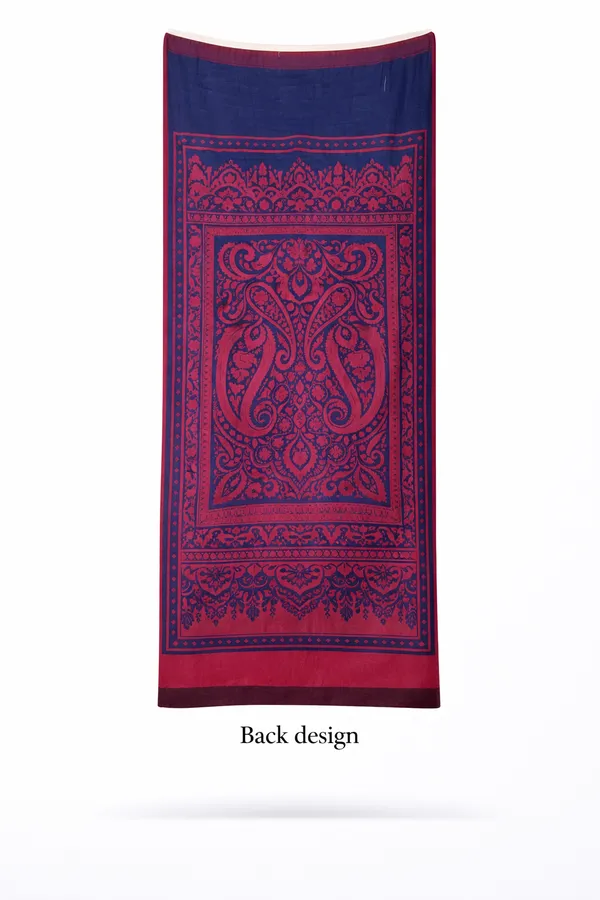 Blue_And_Deep_Pink_Wool_With_Viscose_Soft_Kashmiri_Paisley_Design_Shawl_For_Women