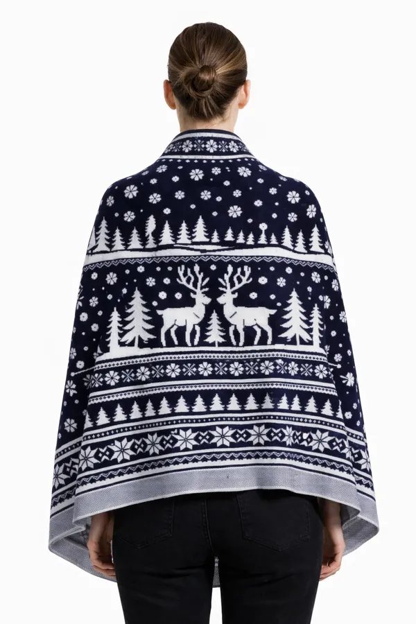 Navy_Blue_And_White_Wool_With_Viscose_Soft_Story_Shawl_For_Women