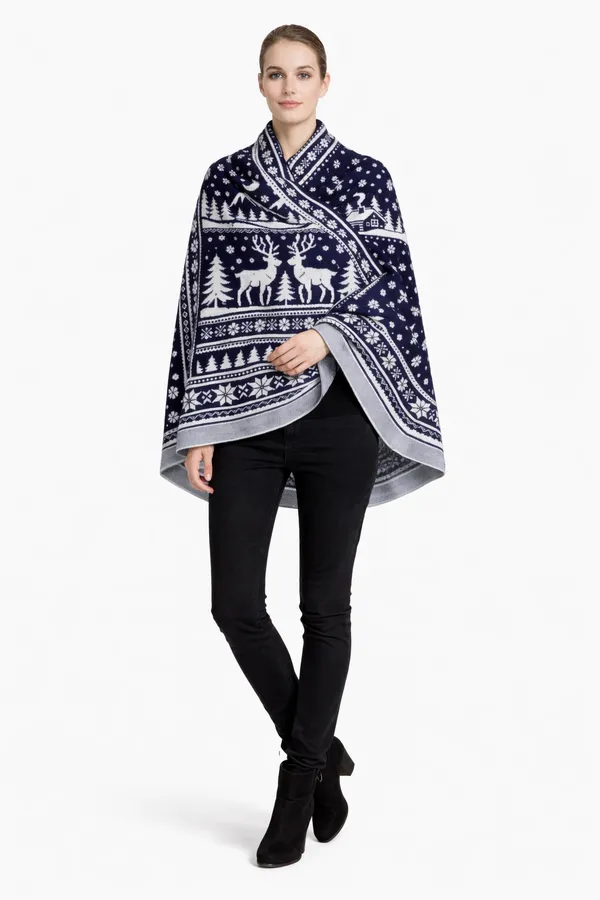 Navy_Blue_And_White_Wool_With_Viscose_Soft_Story_Shawl_For_Women