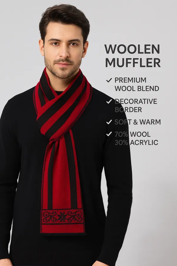 Maroon_And_Navy_Blue_Wool_With_Viscose_Soft_Ethnic_Fular_For_Men