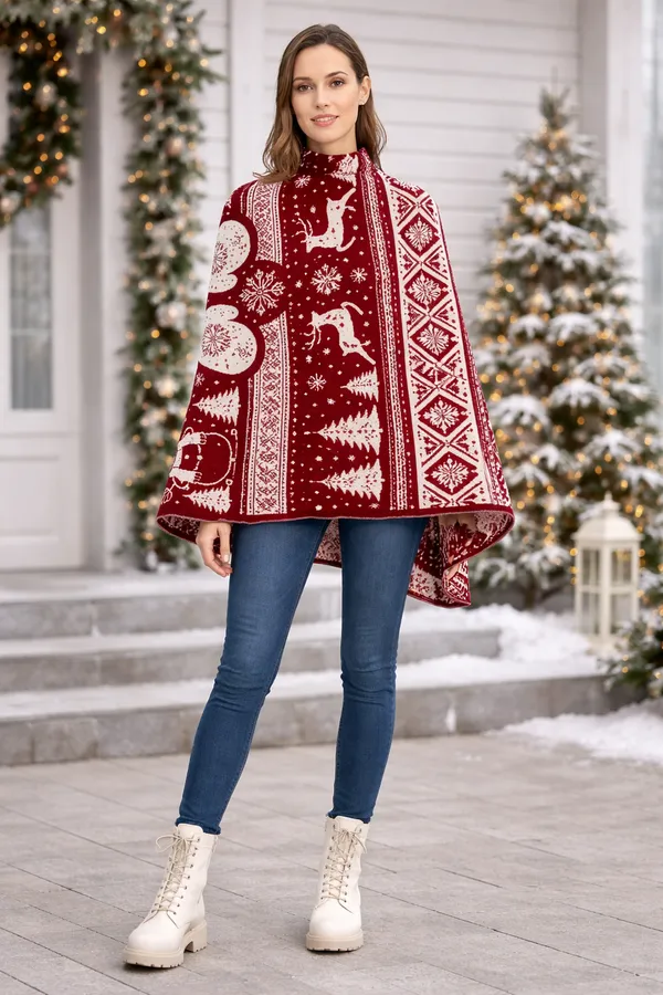 Maroon_And_White_Wool_With_Viscose_Soft_Story_Shawl_For_Women