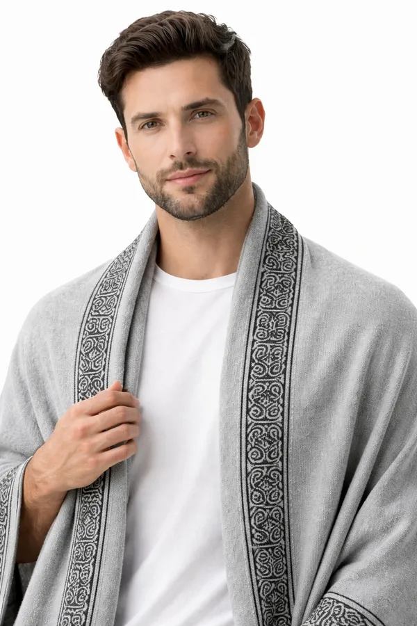 Grey_Wool_With_Viscose_Soft_Ethnic_Shawl_For_Men
