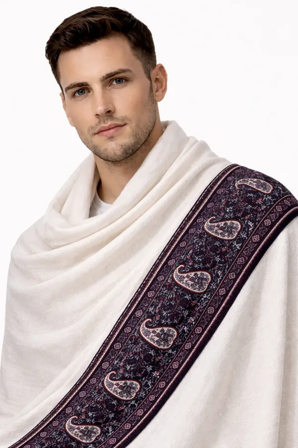 White_Wool_With_Viscose_Soft_Ethnic_Shawl_For_Men