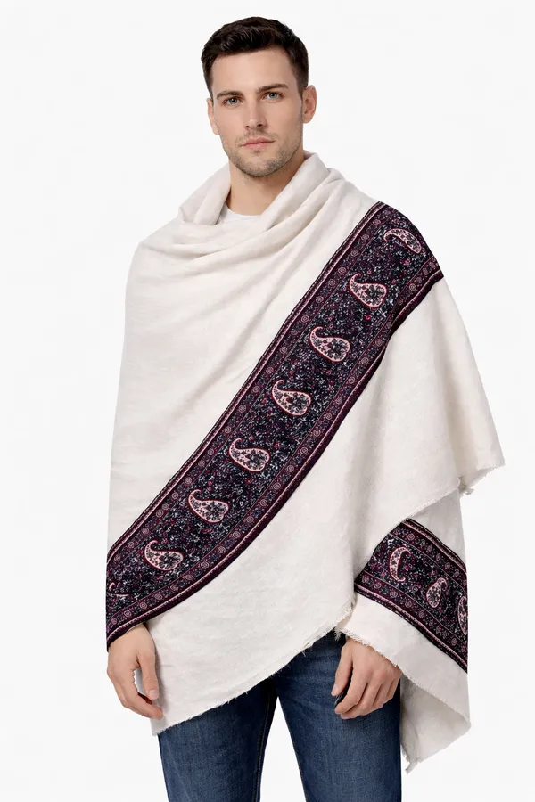 White_Wool_With_Viscose_Soft_Ethnic_Shawl_For_Men