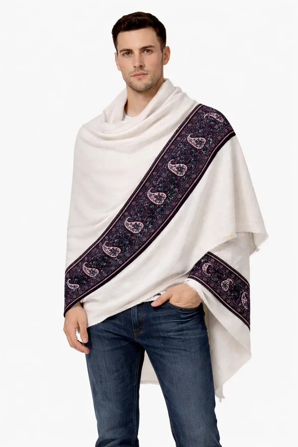White_Wool_With_Viscose_Soft_Ethnic_Shawl_For_Men