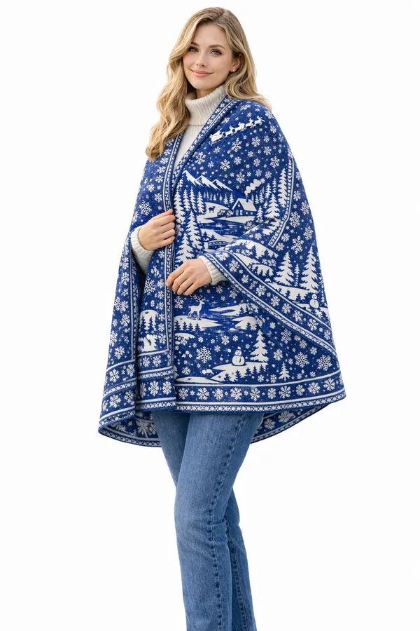 Blue_Wool_With_Viscose_Soft_Story_Shawl_For_Unisex