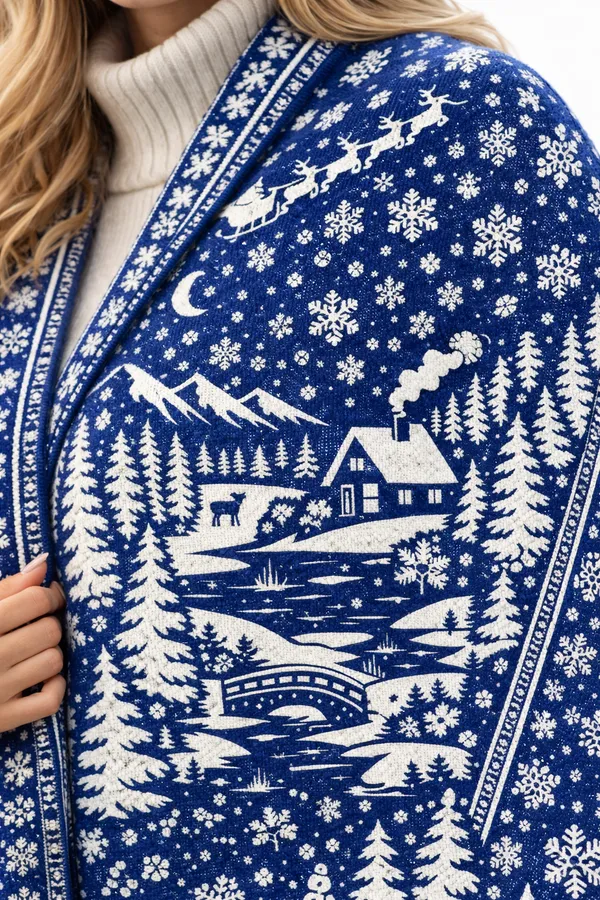 Blue_Wool_With_Viscose_Soft_Story_Shawl_For_Unisex